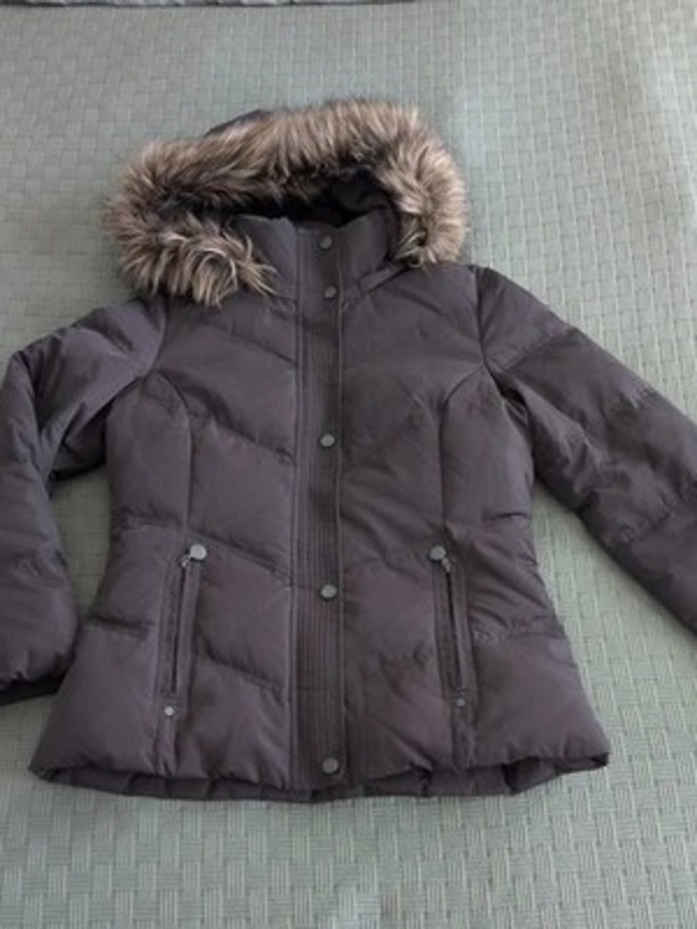 Girls' Dark Brown Faux-Fur Hooded Puffer Jacket